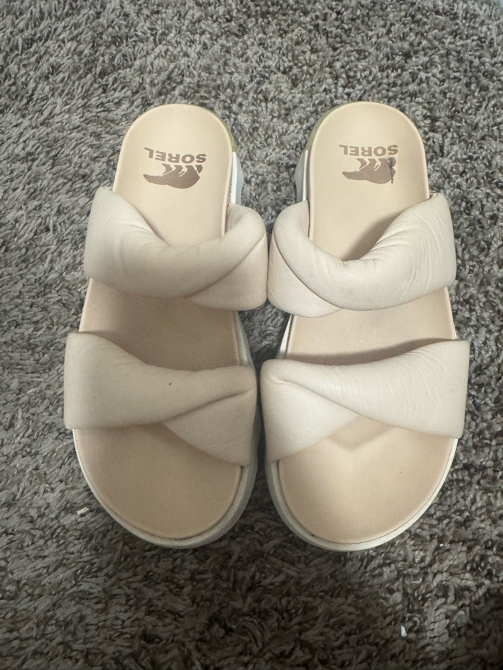 Sorel Women's Cream Twisted Padded Slide Sandals